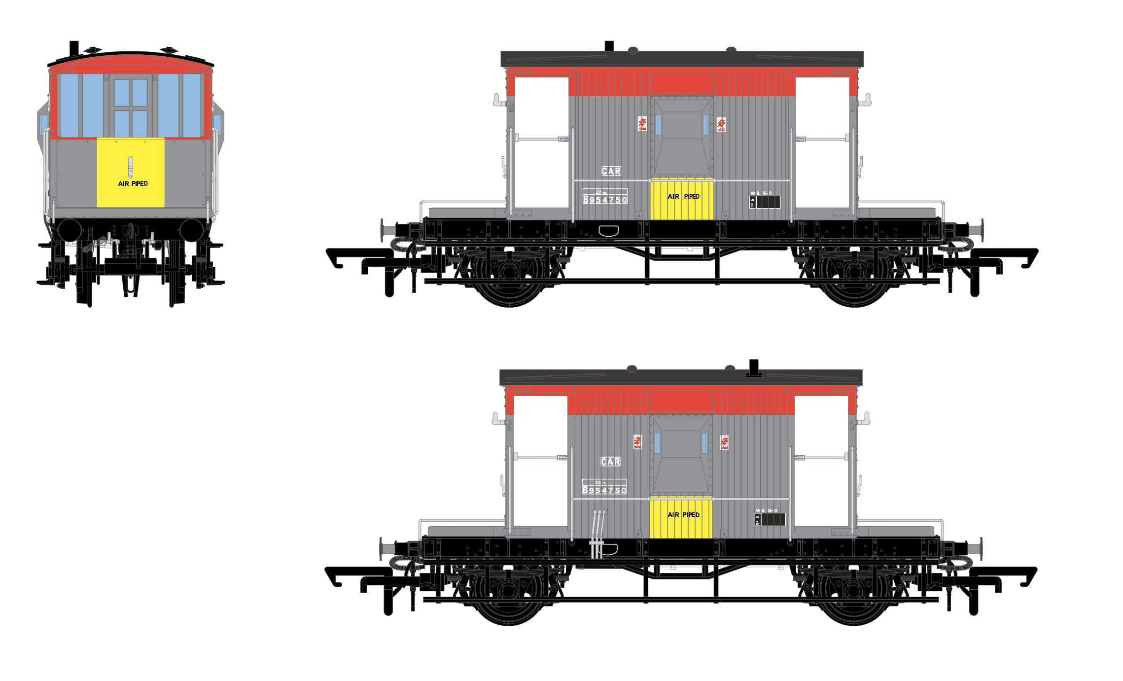 Carrozza freno BR - Trasporto ferroviario BR rosso/grigio con giallo - B954750