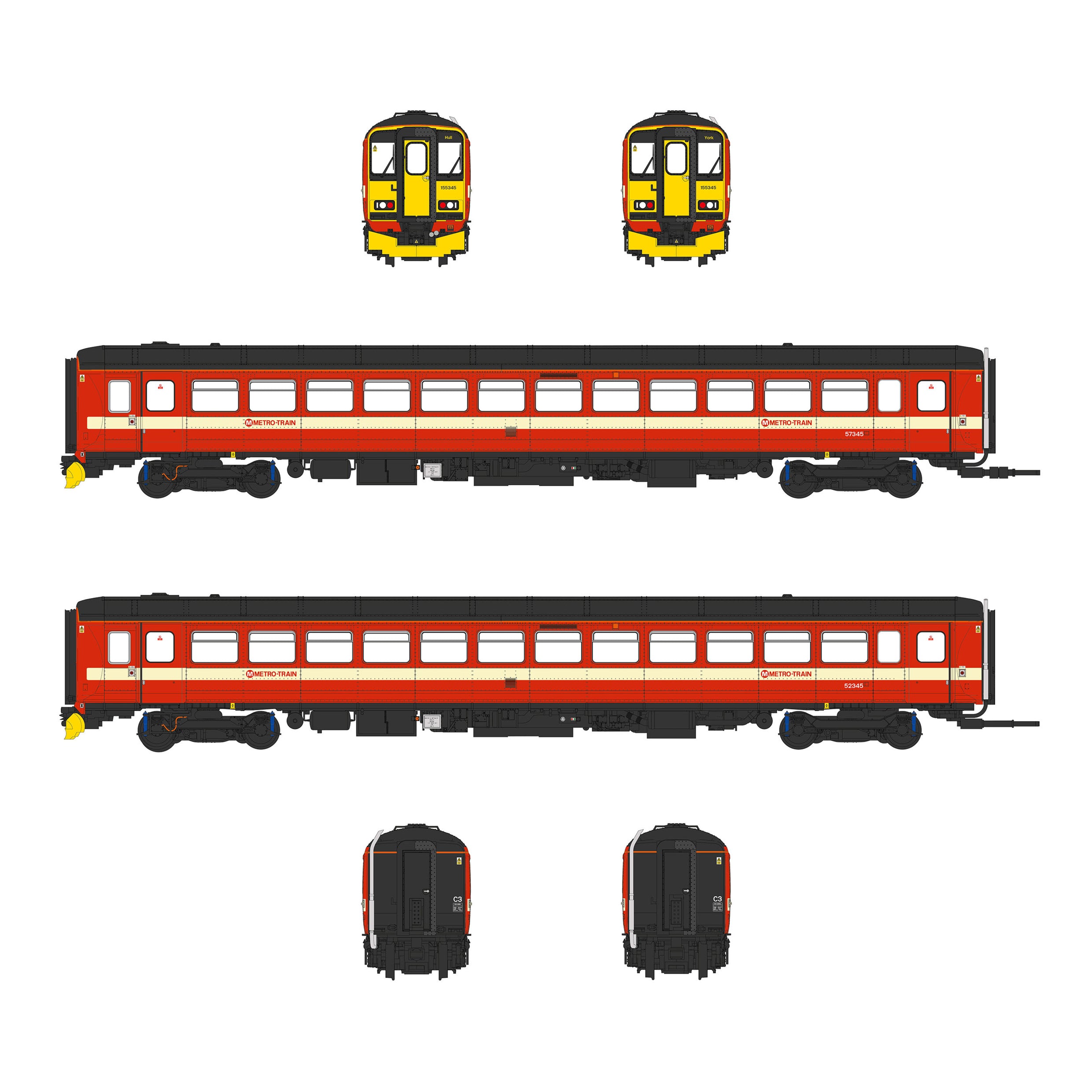 Classe 155 - West Yorkshire PTE - 155345 - Escala OO - Som DCC Integrado