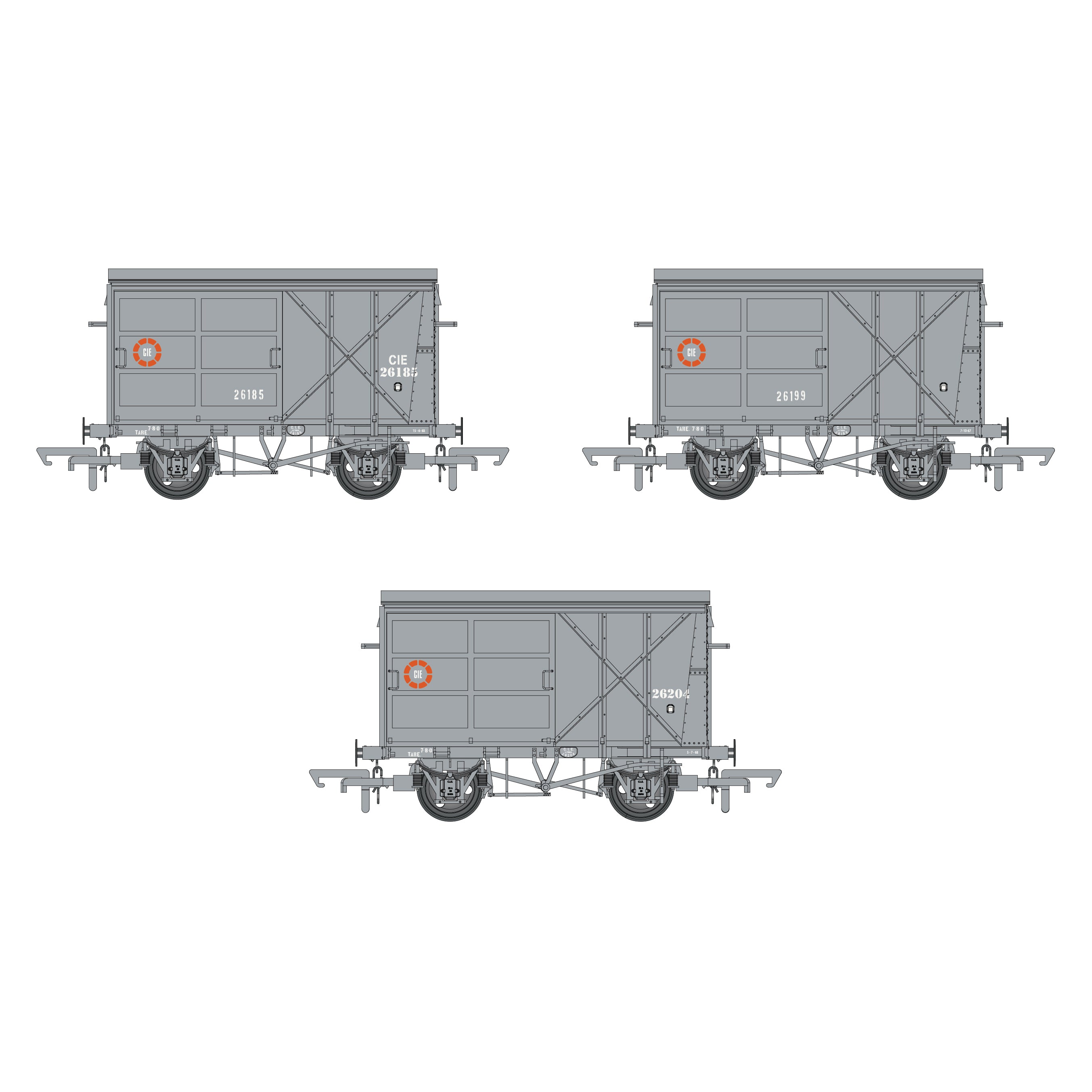 CIE Bulleid Pallet Van - Grey (CIE roundel era) - Pack 3