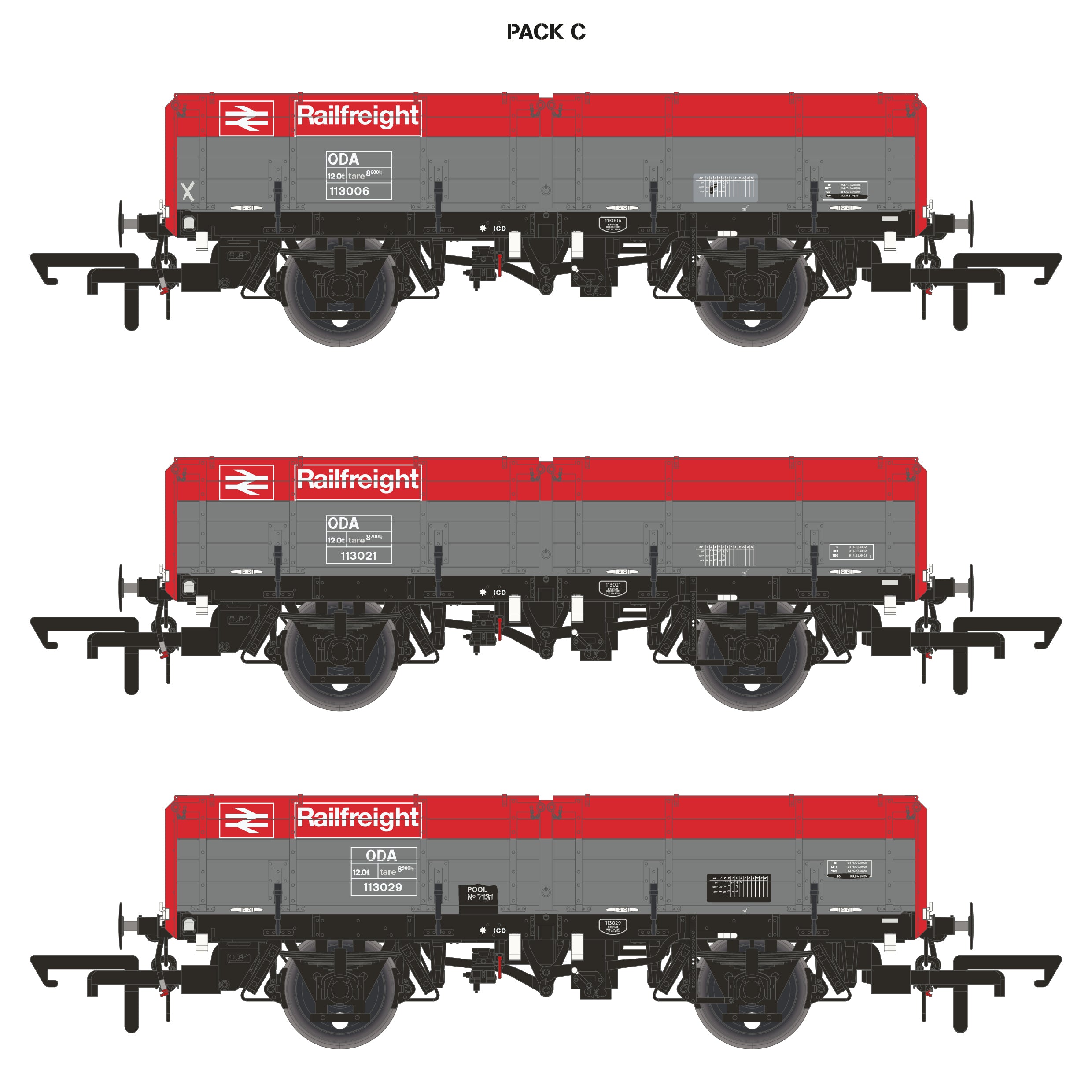 ODA -  Railfreight Red/Grey - Triple Pack C