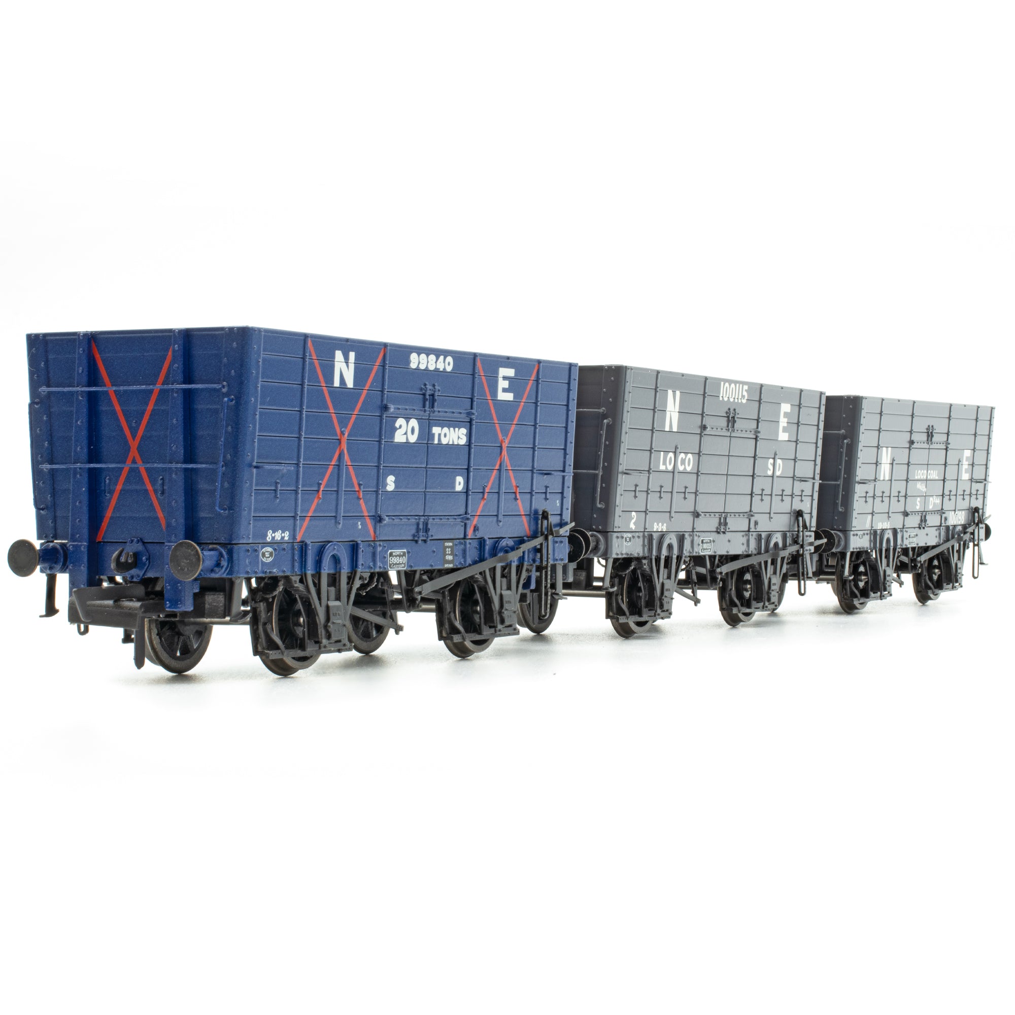 Mixed Q3 Hopper - Grouping transition period: NER Blue/ LNER Grey - Triple Pack