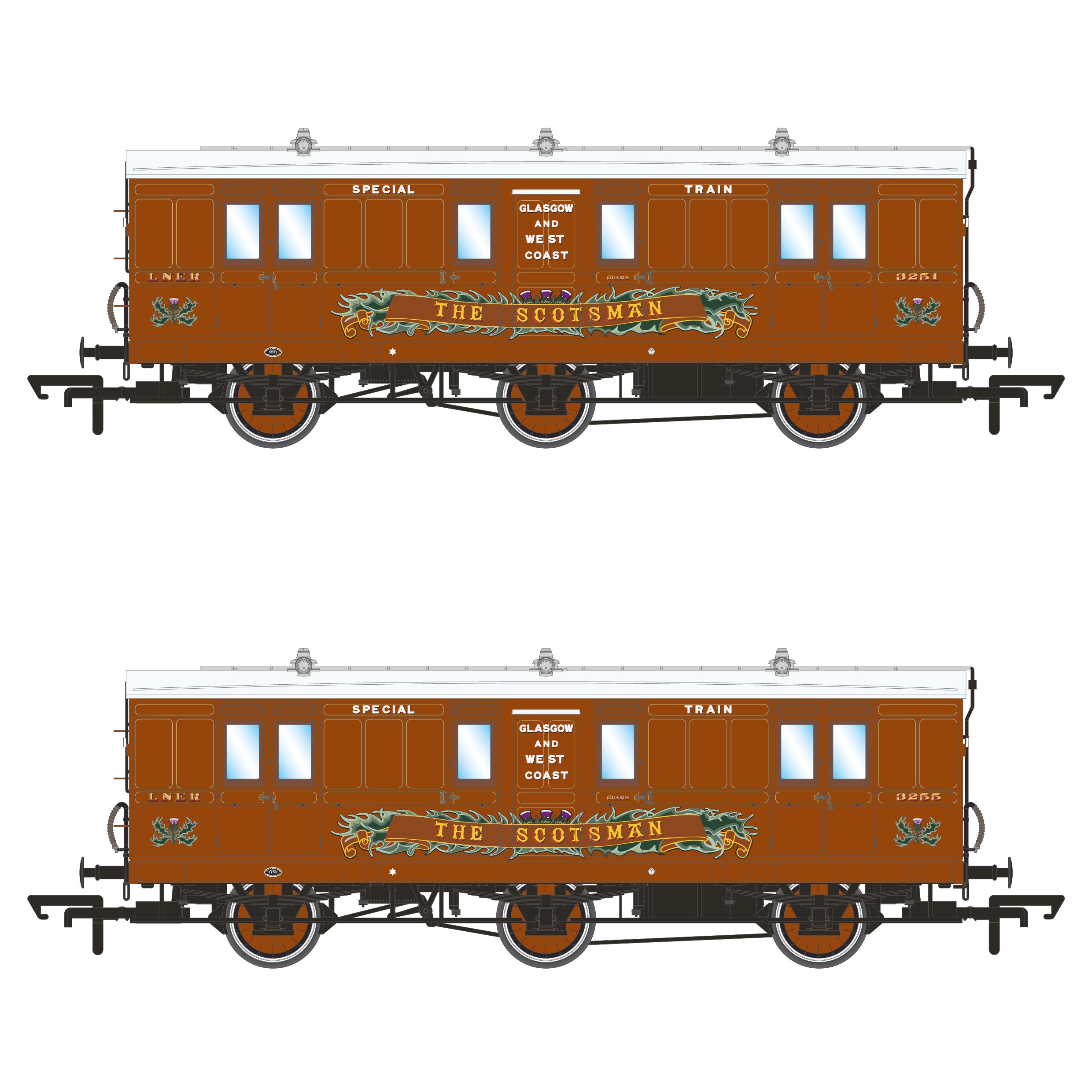 Genesis 6w - LNER Teak Dipinto/'The Scotsman' - Confezione Doppia F